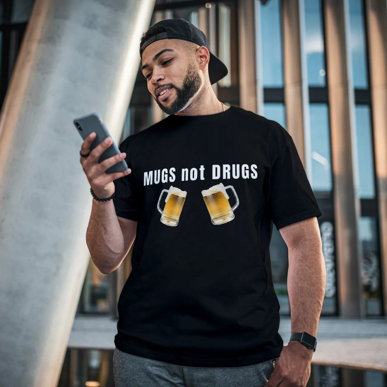 MUGS NOT DRUGS - Unisex Cotton T-shirt